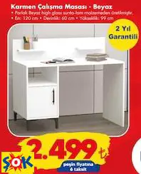 GARAJ HOME KARMEN ÇALIŞMA MASASI BEYAZ 60X120X99 CM